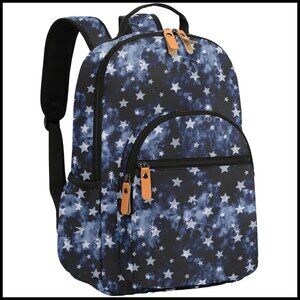 Galaxy Print Laptop Backpack Water Resistant Polyester Adjustable Straps Travel